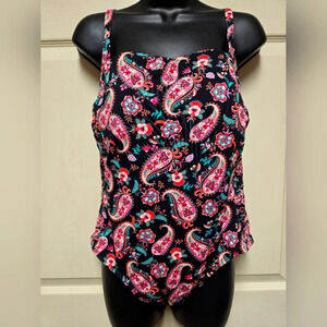 Lands' End Women's Plus Size Smocked Square Neck One Piece Sz1XL